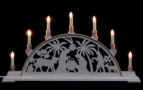 Crèche bougie arches Erzgebirge pour illuminer vos soirées d'hiver en famille