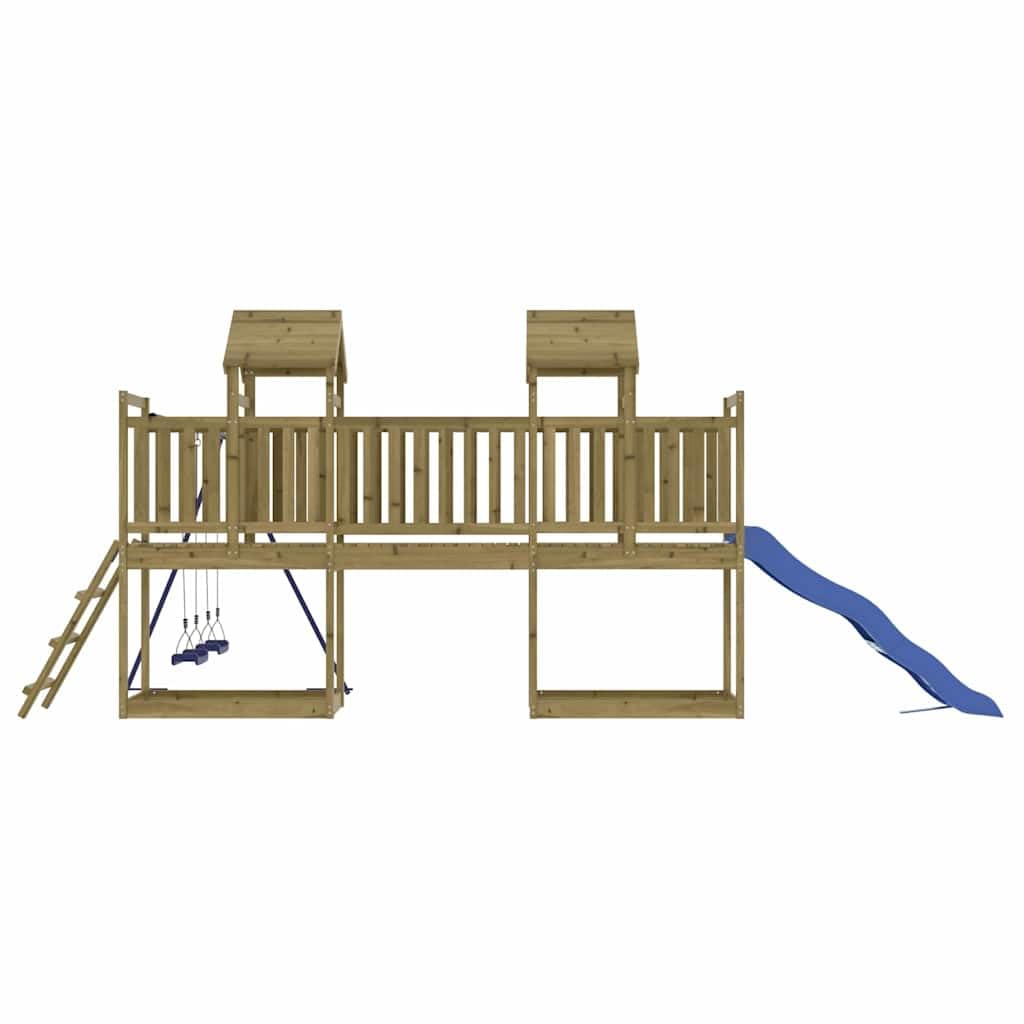 Spielturm aus imprägniertem Kiefernholz mit Rutsche Schaukel und Sandkasten für Kinder Garten Outdoor Spielplatz Kinderhaus Kinderspielgerät mit Klettergerüst Seilring Zubehör