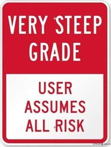 Metal Tin Sign/Very Steep Grade User Assumes All Risk, Heavy-Duty Street Sign|Outdoor Safety Decorative Signal Sign 8x12 Inch (2 Pack)