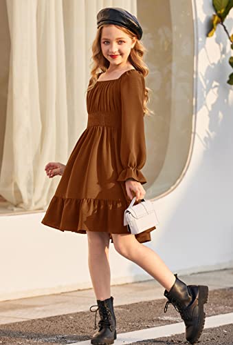 Arshiner Girls Dresses Long Sleeve Tie Back Fall Winter Off Shoulder Dress Kids Clothes4