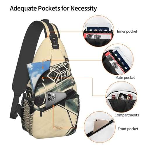 Bolso bandolera unisex negro para viaje y senderismo miniatura 3