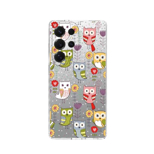 Coque pour S25 Ultra souple protégeant des rayures avec un motif oiseau transparent