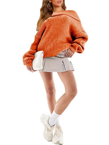 Women's 2025 Fall Oversized Off The Shoulder Sweaters Loose Long Sleeve Knit Pullover Tops4