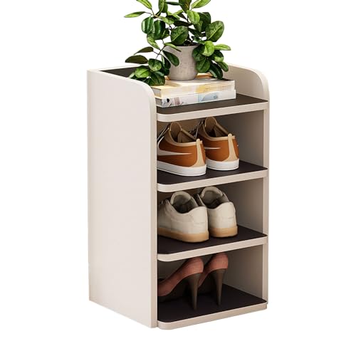 Étagère à chaussures étroite verticale grande capacité blanc bois de santal - 2