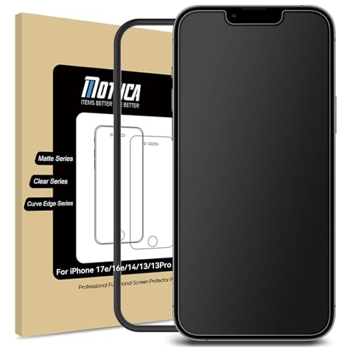 Mothca Matte Glass Screen Protector for iPhone 17e / iPhone 16e / iPhone 14 / iPhone 13 / iPhone 13 Pro [6.1 Inch] Anti-Glare & Anti-Fingerprint Tempered Glass [Easy Installation Frame] Smooth as Silk