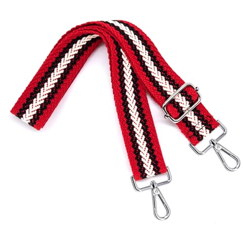 Image of S&loyoe Silver bucklePurse Straps Replacement Crossbody Bag Strap Adjustable Wide Guitar Straps for Handbags 1.5inch (Textile red Silver)