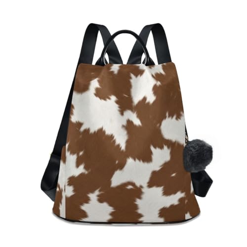Sac à dos voyage femme motif vache marron de loisirs outdoor