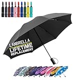 LANBRELLA Umbrella Reverse Travel Umbrella Windproof Compact Folding - C2.1 Black