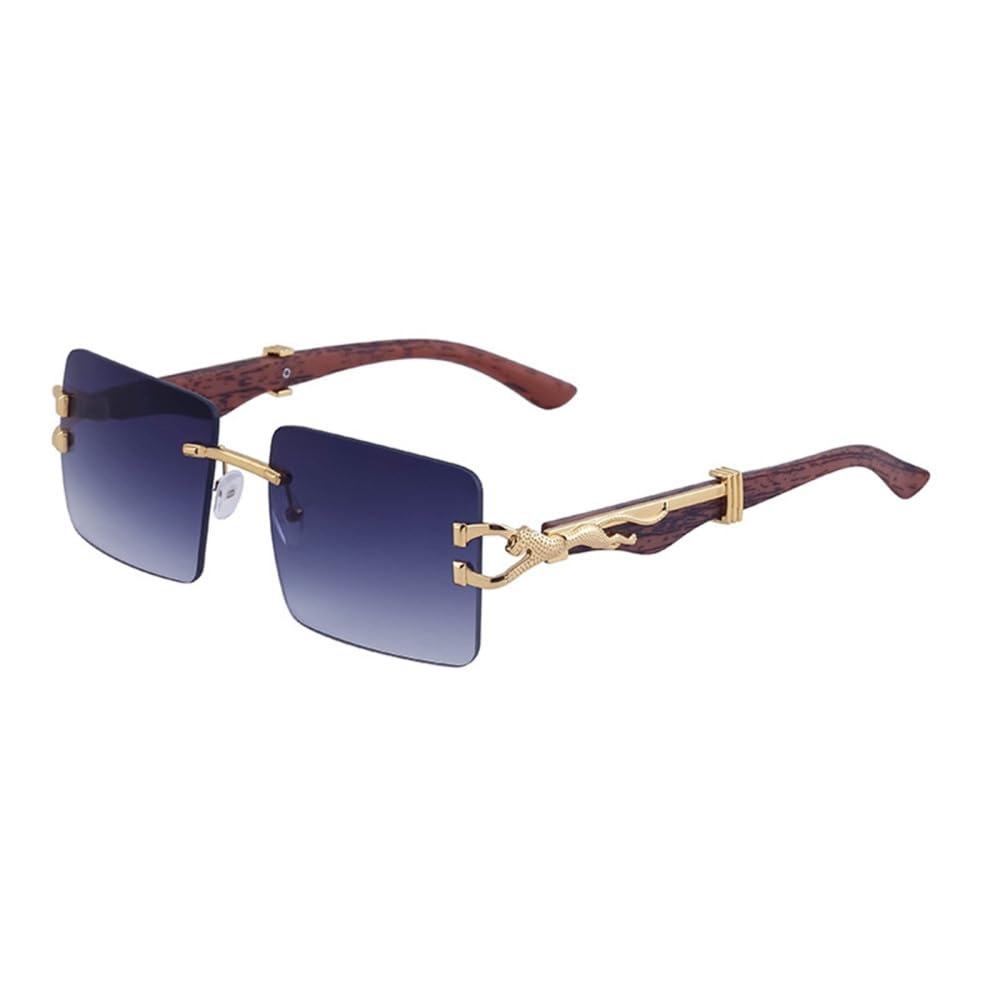 Holzsonnenbrille für Herren, quadratisch, randlos, Damen-Sonnenbrille, Holzmaserung, Vintage-Mode, Brille, Luxus-Retro