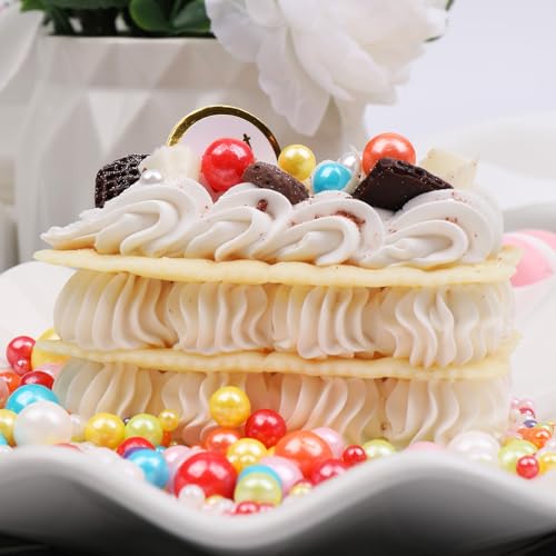 Image of Rainbow Sprinkles for Cake Decorating, 130g /4.6oz Edible Pearl Sprinkles Mix, Multicolor Sugar Candy Pearls for Baking, Cookie Decorations and Cupcake Toppings, Wedding Party Supplies