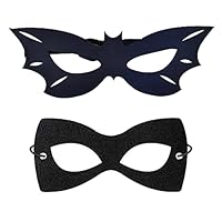 Comelodiant Halloween Bat Masks 2 PCS Black Batgirl Costume Mask Half Face Batman Mask Adults Superhero Masquerade Mask Accessories for Kids Adults Halloween Dress UP Party Props