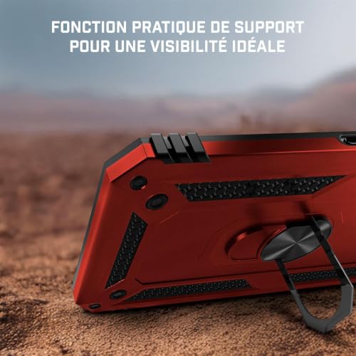 Coque Google Pixel 10 hybride rouge mat ONEFLOW avec support antichoc
