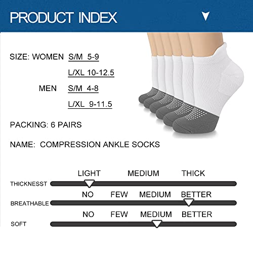 Image of Sooverki Copper Compression Socks Women and Men 6 Pairs - Circulation Arch Support Plantar Fasciitis Running Ankle Socks