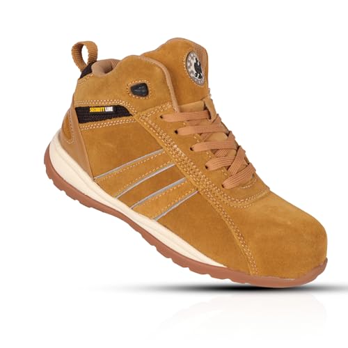 Security Line Men's Markos S1PCISRC ESD Botas de seguridad deportivas antideslizantes sin metal con puntera de fibra de vidrio, Tan, 39 EU