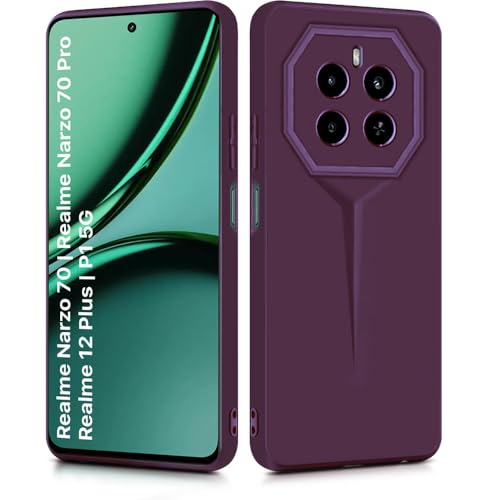 Image of WOW IMAGINE Back Cover for Realme Narzo 70 | Realme Narzo 70 Pro | Realme 12 Plus | P1 5G | Blade Series Thin Case | Camera Protection | Soft Matte Silicone Flexible Mobile Case - Purple