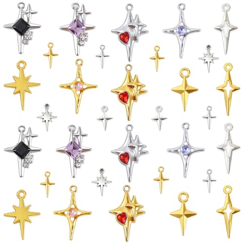 Image of stino Rhinestone Charms for Jewelry Making, Metal Pendants for Necklace Bracelet Earrings