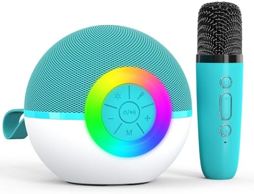 Karaoke Microphone Machine Toys for Kids Adults, Mini Portable Bluetooth Speaker with Wireless Mic, Christmas Birthday Gifts for Boys Girls Ages 3 4 5 6 7 8 9 10 11 12+ Year (Green)