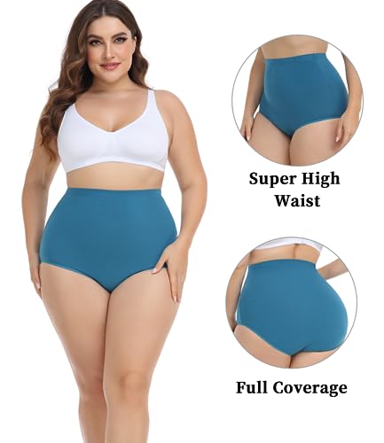 wirarpa Women's Underwear Cotton Super High Waisted Briefs Stretch Full Coverage Panties 4 Pack