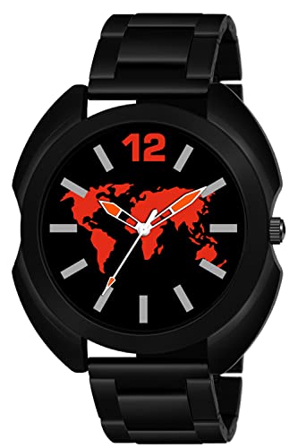 Image of IIK COLLECTION Watches for Men Round Numerical Dial |Analogue Quartz Movemnet Mens Watch|Long Battery Life|Stainless Steel Adjustable Bracelet Black Chain with Long Lasting Polish| Watches for Boys