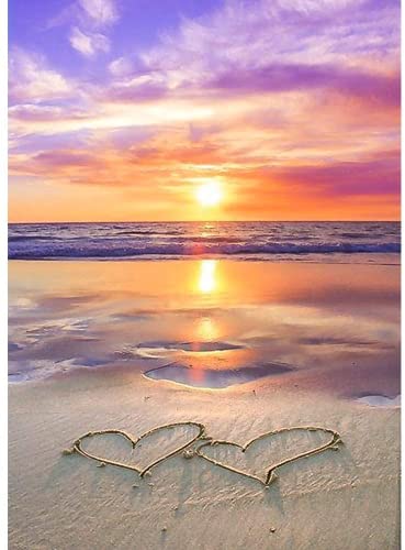 Komicea Diamond Painting Bilder, DIY 5D Diamant Painting Set mit Diamond Painting Zubehör, Malen Nach Zahlen Erwachsene Kinder Kreuzstich Stickpackung für Home Wall Décor(30 x 40 cm, Strandliebe) Cover