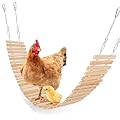 Jorewood Chicken Coop Toy Natural Wooden Chicken Swing & Bridge Toys Multi-Functional Poultry Perch with Wooden Beads (Safe for Chickens/Ducks)