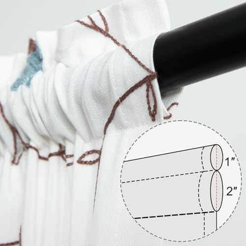 Image of VOGOL Curtains for French Door, 36 x 40 Inches Blue Flower Pattern Sliding Door Panels, 1 Piece Rod Pocket Decorative Drapery for Entry Door
