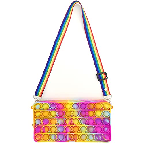 yohica Pop it Purse Fidget POP IT Bag for Girls Women pop it Bags pop it Fidget Purse Bags Toys for Girls Fidget Purse Cross Body Handbags Cute Purse Sensory Toys Rainbow pop Bag (Fidget Bag - 03)