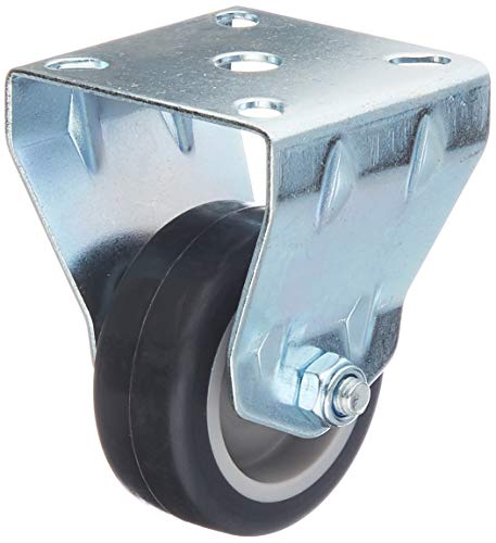 Metafranc 800570 Roulette fixe Ø 50 mm – Plaque 55 x 55 mm – Roue en caoutchouc – Surface de roulement souple – Roulement coulissant – Charge...