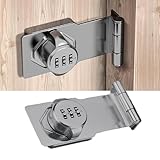 LOYELEY ドアロック 部屋鍵後付け 3桁ダイヤル式 鍵 落とし防止 引き戸 鍵 後付け 穴あけ不要 室内ドア鍵 ロック 暗証番号ロック 引き出しロック 亜鉛合金製 耐久性 防犯 金具 防錆 補助錠 玄関 室内ド シルバーロッカー ロッカー ポスト 収納ボックス (シルバー, 90°)