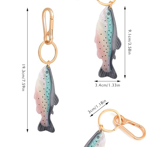Multifunctional Acetate Fish Bag Clasp & Keychain Charm - Gold Tone Ring with Lobster Clasp, Fashion Accessory for Purse Keys DIY Decoration