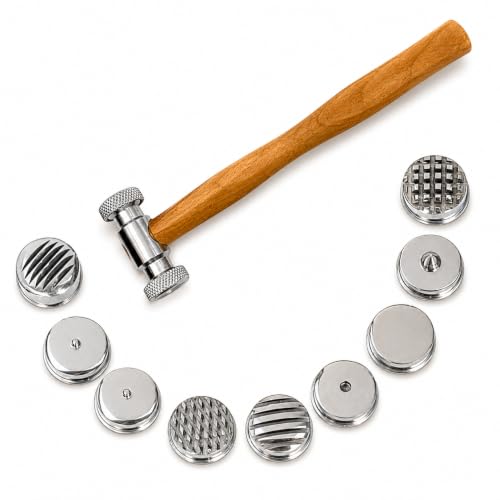 Texturing Hammer for Jewelry Making Dual Head with 9 Interchangeable Tips