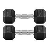 Raganet, Juego de Mancuernas Hexagonales de 10/15/20/25 lb, 2 Pesas de Hierro Fundido con Recubrimiento de Neopreno, Agarre...