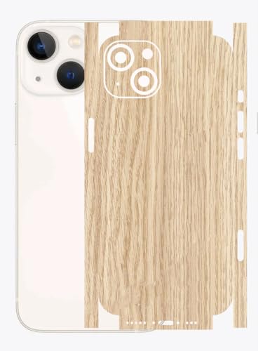 Image of AtOdds - Full Body Back Screen Guard Protector Film - Wooden Textured Lamination Wrap Skin Sticker for iPhone 13 mini | Scratchproof Matte Finish (Design - Light Wood)