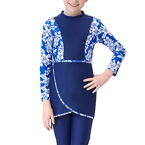 ABAFIP Kids Girls Modest Muslim Swimsuit Hijab Bukini Swim Top Pants Cap 3 Piece Rashguard Bathing Suits2