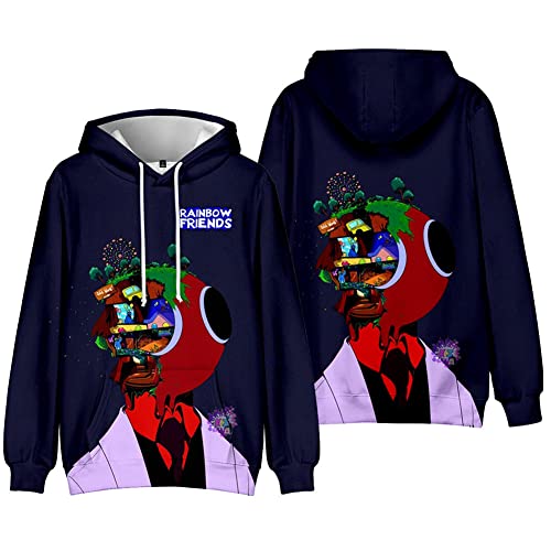 Jaycheen Rainbow Friends Hoodie Anime Print Kinder Pullover Cartoon Mode Langarm Kordelzug Sweatshirt Cover
