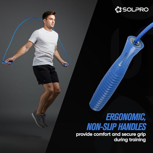 Image of Solpro Ascend Adjustable Jump Rope Skipping Rope for Men, Women, Kids, Athletes | Unisex, Tangle-Free, Non-Slip, Durable | Ideal for Fitness, Cardio, Agility & Gym Workouts