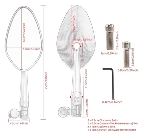 Espejos para moto Ducati Monster con visión antirreflejo y barra lateral ajustable 2