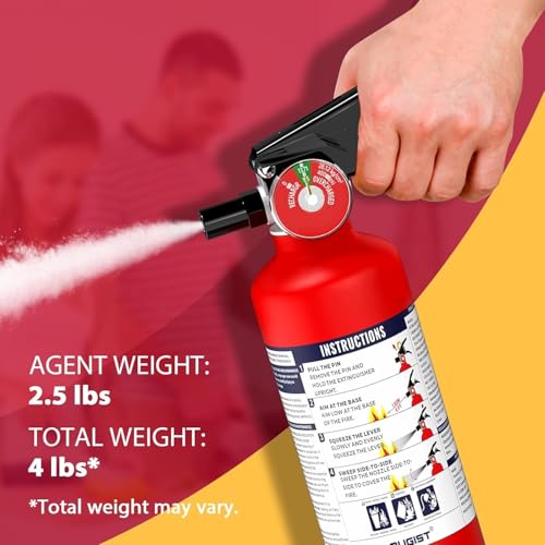 Image of Ougist Pro Fire Extinguisher for Home, 1-A:10-B:C, Dry Chemical, 4 Pack | 2.5 Lb Dry Chemical Set for Small Household, Kitchen and Garage Fires with Quick-Release Handles for Easier Use