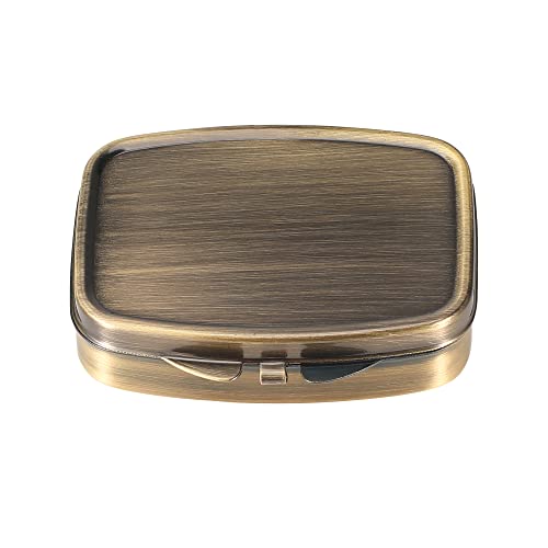 Dynippy - Estuche para pildoras con espejo, bolsillo retro, 2 compartimentos, organizador de pildoras de vitamina para cartera d