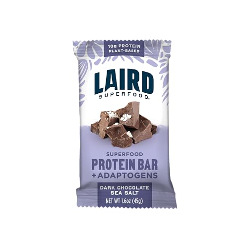 Laird Superfood Functional Protein Bars Protein Bar but Better with Real Ingredients Functional Mushrooms 10g Plant-Based Protein 6g Fiber - Non-GMO - Dark Chocolate Sea Salt 10 Count (Pack of 1)