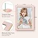 5x7 Pink Enamel Picture Frames - Metal Gold Edge - Cute Frame for 5 x 7 Inch Photos Pictures Artwork - Real Glass - With Tabletop Easel Stand - Hanger for Wall Mount Display (2 Pack)