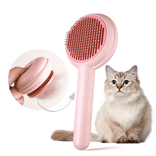 Brosse Chat Chien, Baytion Brosse pour Chat Poils Toilettage Court Long,Peignes Autonettoyante de Massage pour Eliminer Efficacement de Poils Morts et Poils Tomentose Sous-poil Tangles Dead Cover