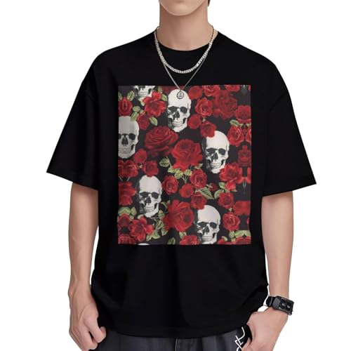 T-shirt coupe droite homme tête de mort rose en coton