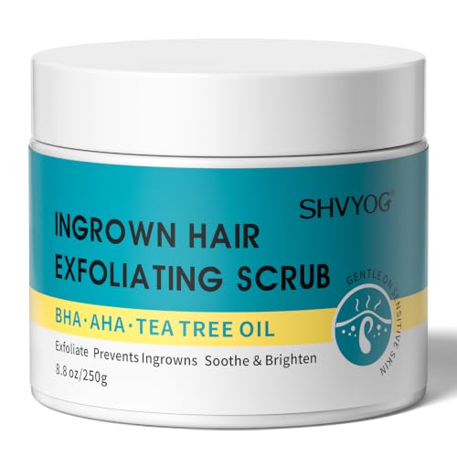 Exfoliante para Vellos Encarnados con BHA, AHA, Niacinamida – Pule Suavemente y Calma las Pieles Sensibles, Cuidado de Irritaciones por Afeitado, para Mujeres y Hombres, 250g