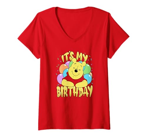 T-shirt Col V Winnie l'Ourson Anniversaire pour Femme Disney