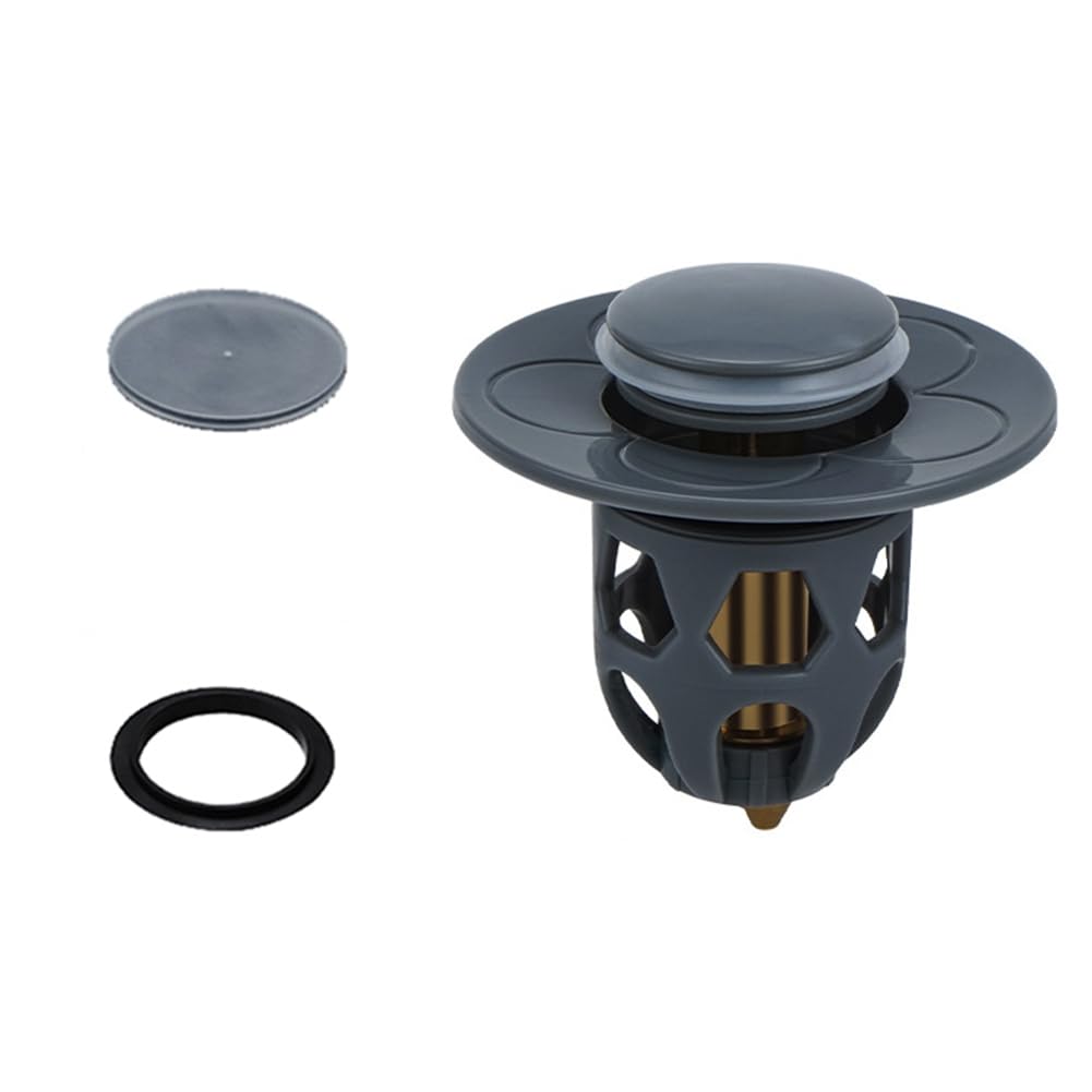 CTRLZS Universal Sink Drain Stopper with Hair Trap, Universal Washbasin Head Stopper Bathroom Sink Drain Strainer,B