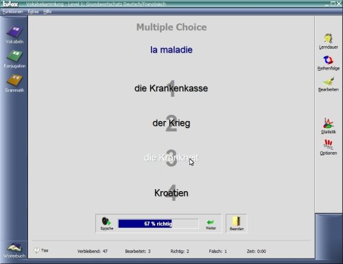 tulox Sprachtrainer Französisch - Vokabeltrainer, Konjugations- und Grammatiktrainer inklusive großem Wörterbuch mit 90.000 fremdsprachlichen vertonten Vokabeln