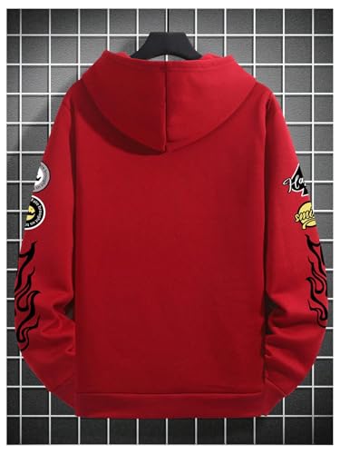 GORGLITTER Men's Streetwear Graphic Hoodies Y2k Oversized Drawstring Pullover Hooded Sweatshirt3