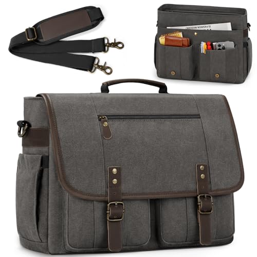 RAINSMORE Mens Messenger Bag 17-17.3 Inch Vintage Canvas