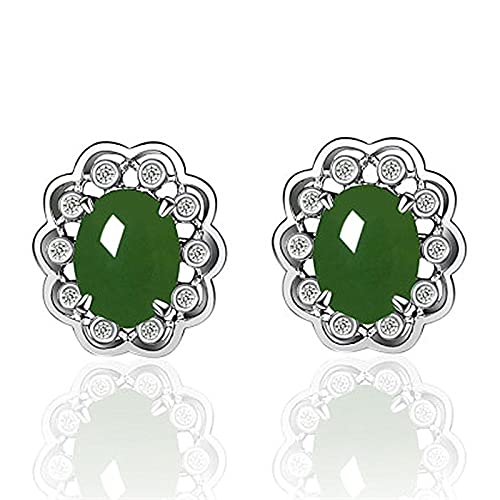 Boucles d'oreilles émeraude en argent anti-allergie forme fleur